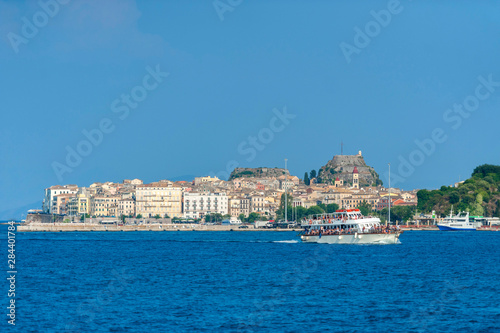 Fototapeta Naklejka Na Ścianę i Meble -  View of Old Town from Ionian Sea, Corfu, Greece, Europe