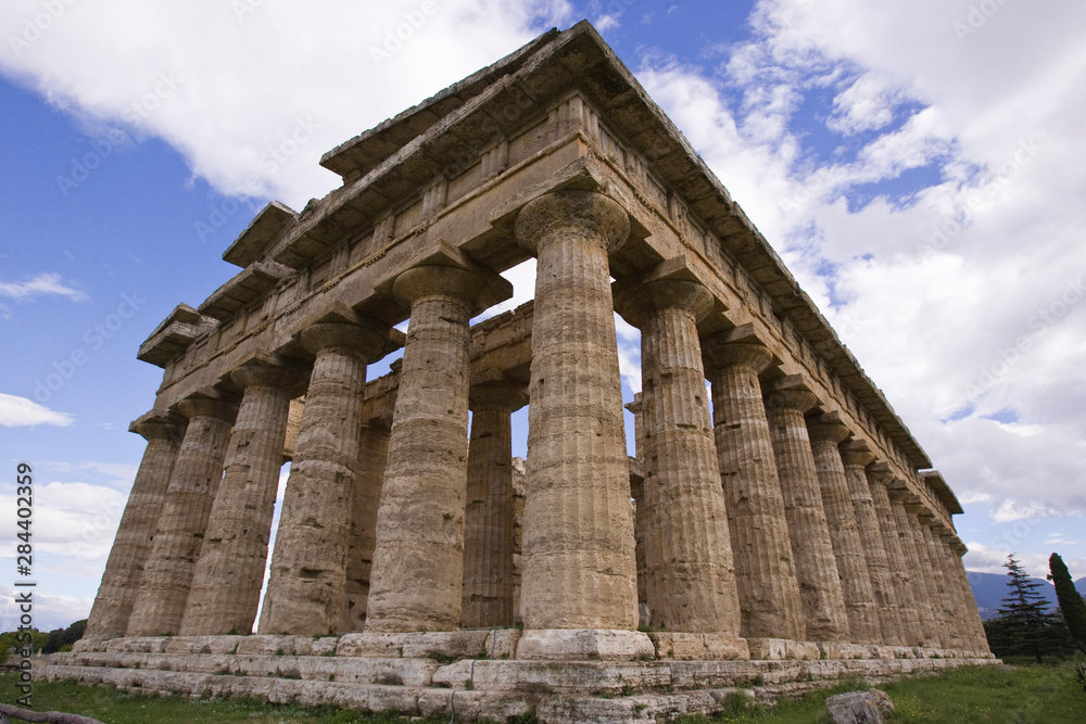 Italy, Campania, Paestum. Close-up of the Temple of Neptune. Italy, Campania, Paestum. Close-up of the Temple of Neptune.