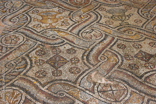 Greece, Athens. Ornate mosaic floor.