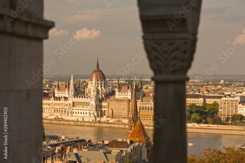 HUNGARY  Budapest. View of the Parliament Buildings from Fisherman s Bastion. 