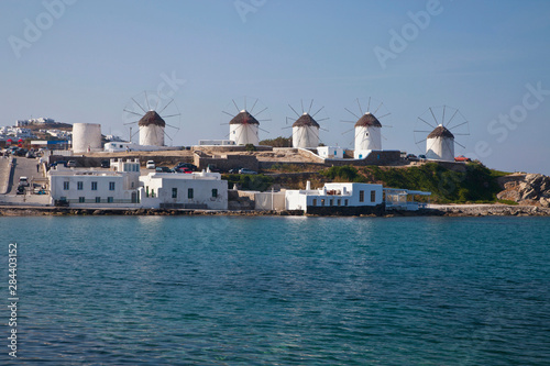Greece, Mykonos, Horia. Windmills