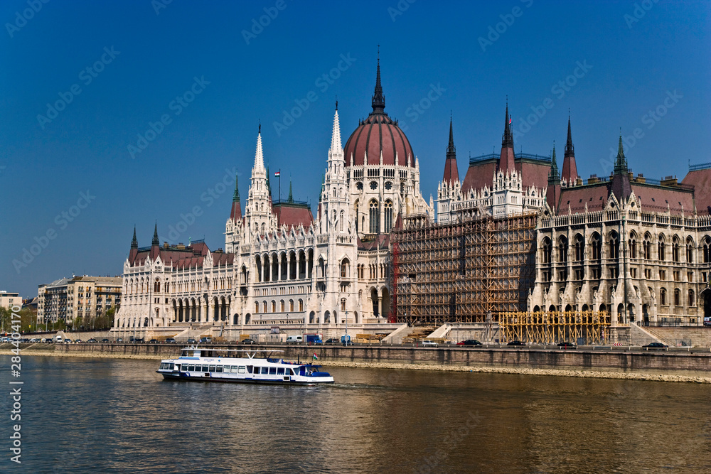 Seeing the sites of Budapest Hungary from the Danube River as the ship departs Budapest.