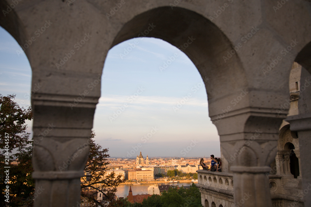 HUNGARY, Budapest. View from Fisherman's Bastion, Castle Hill. 