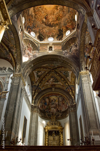 Italy  Parma. Frescoes adorn the ceiling over the altar in the Parma Cathedral.