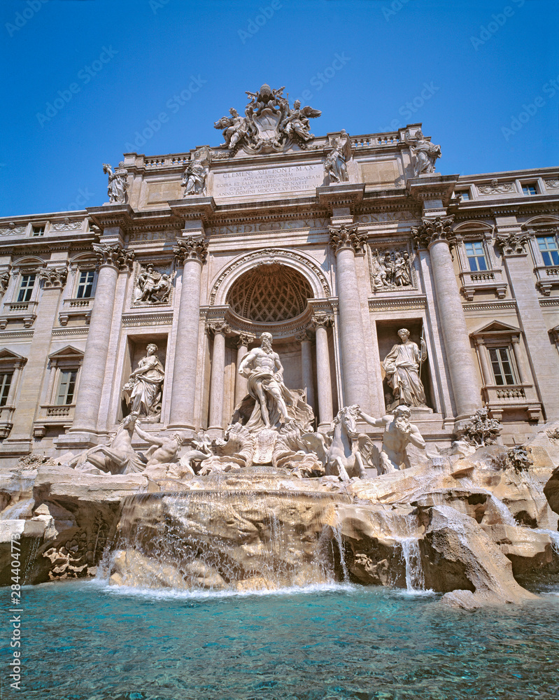Italy, Rome. Coins collect in the waters of Trevi Fountain in Rome, Italy.