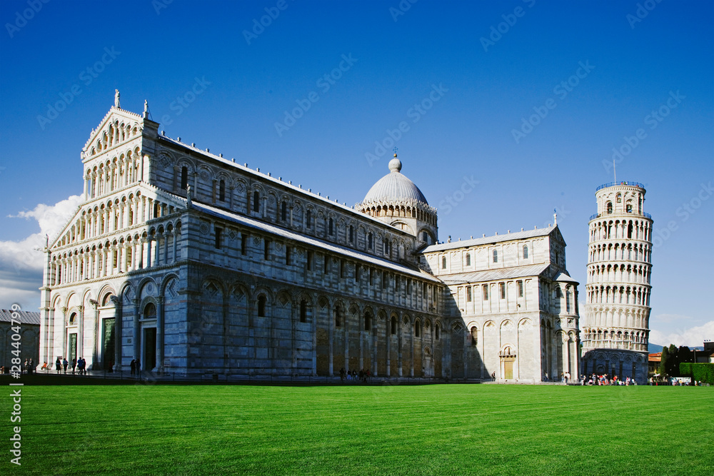 Italy, Pisa. The Duomo and Leaning Tower in the Piazza Dei Miracoli. 