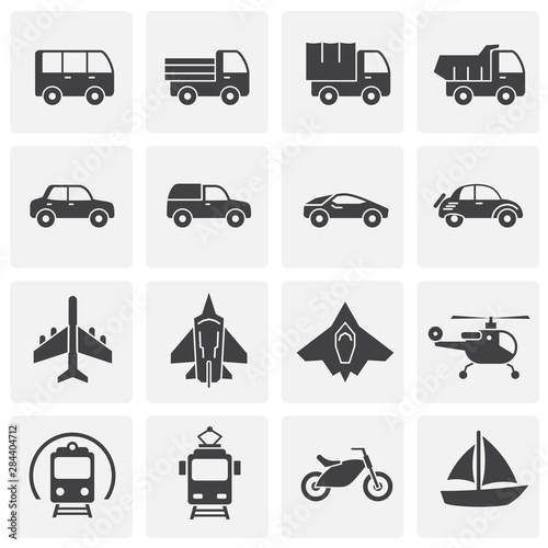 Transportation related icons set on background for graphic and web design. Simple illustration. Internet concept symbol for website button or mobile app.
