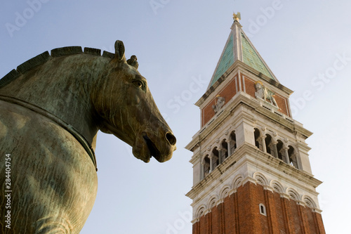 Italy, Venice. San Marco Horse and Campanile .Credit as: Wendy Kaveney / Jaynes Gallery / DanitaDelimont.com