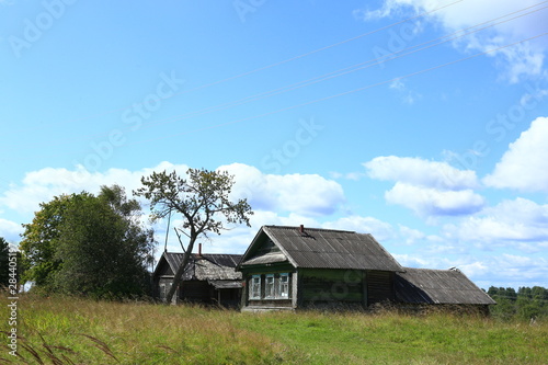 rural house in the countryside with grass and beatefull sky. 