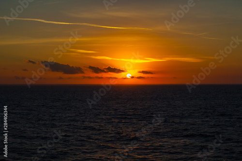 Awesome orange sky during sunset on the Adriatic coast