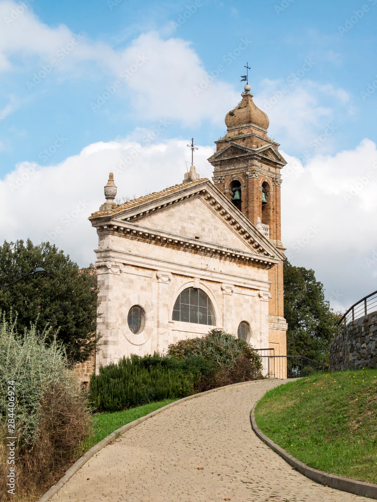 Italy, Tuscany, Montalcino. The Madonna del Soccorso church in the town of Montalcino. Italy, Tuscany, Montalcino. The Madonna del Soccorso church in the town of Montalcino.