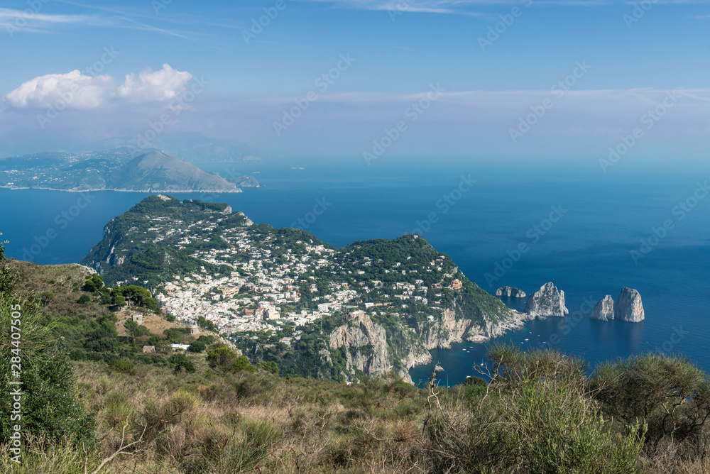Italy, Isle of Capri, Looking Down on Capri Town from Monte Solaro