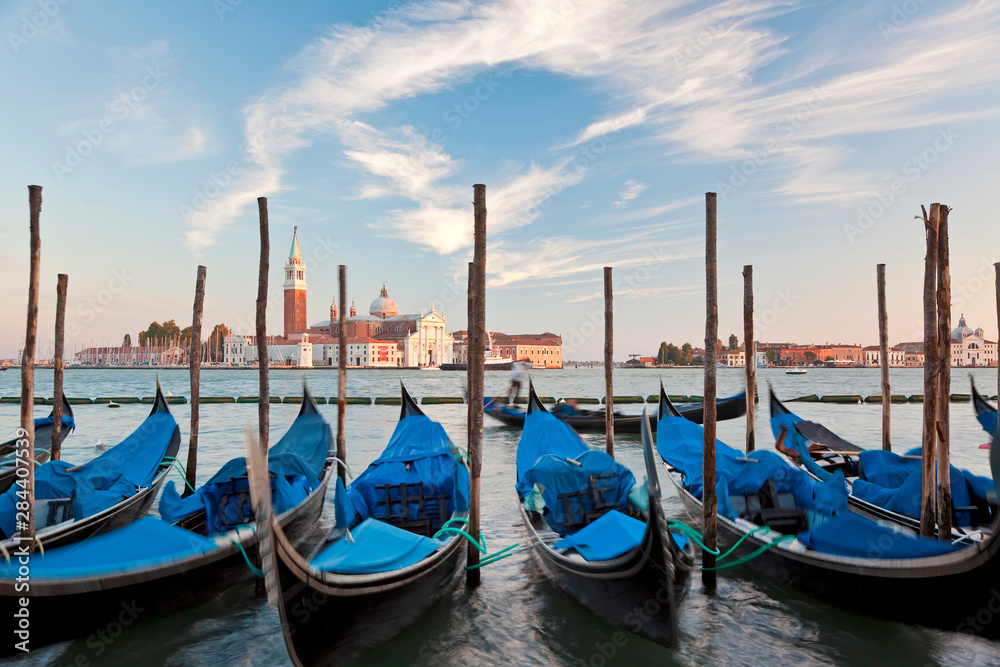 Gondolas, San Giorgio Maggiore, St Mark's basin, Venice