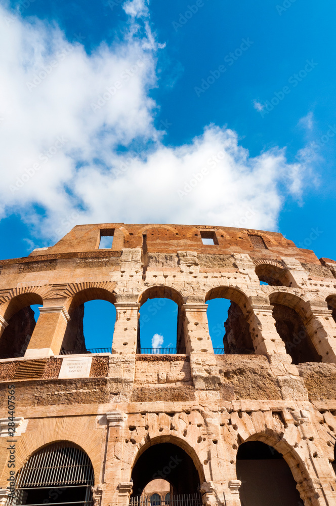 Naklejka premium Colosseum or Flavian Amphitheatre, Rome, Unesco World Heritage Site, Latium, Italy, Europe