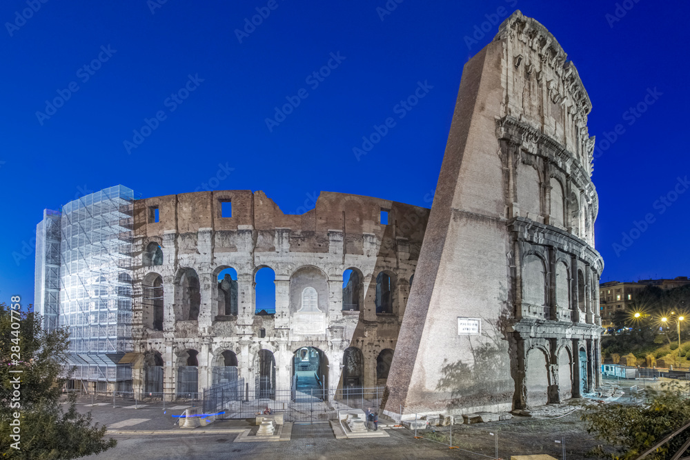 Italy, Rome, Twilight Colosseum