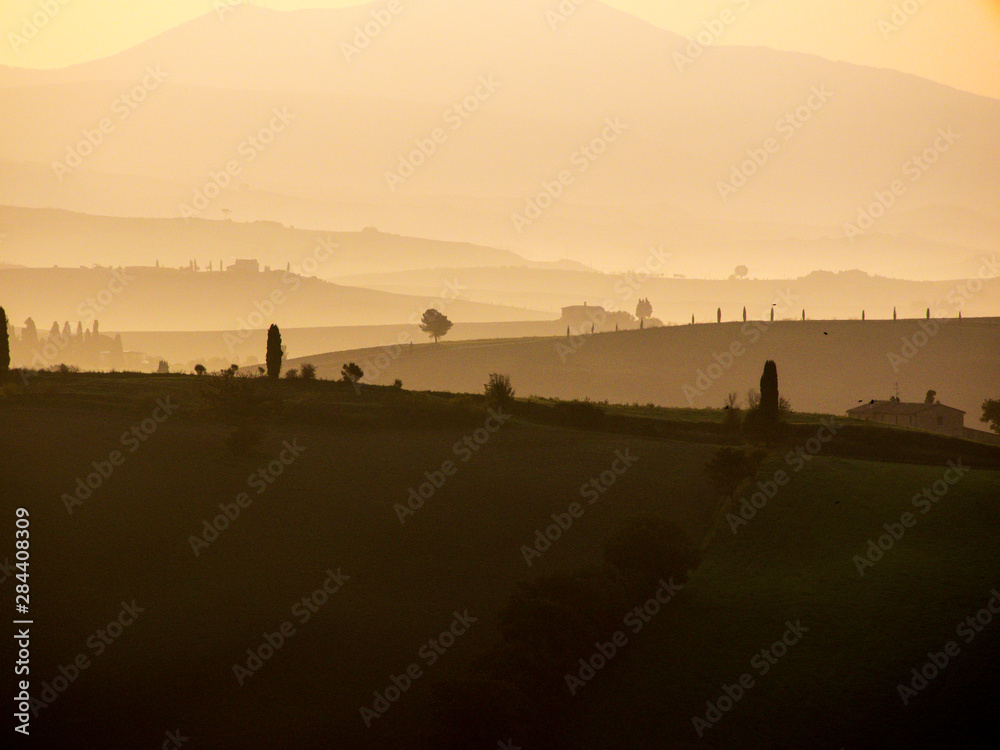 Italy, Tuscany, Morning light over the Tuscan landscape Italy, Tuscany, Morning light over the Tuscan landscape