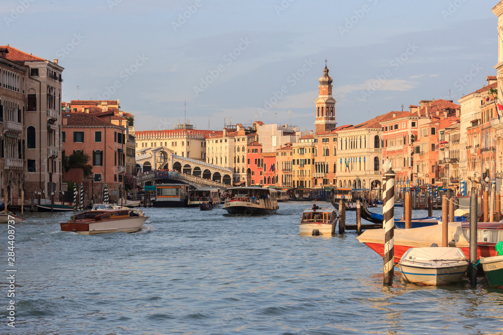 Grand Canal and Rialto Bridge. Venice. Italy.