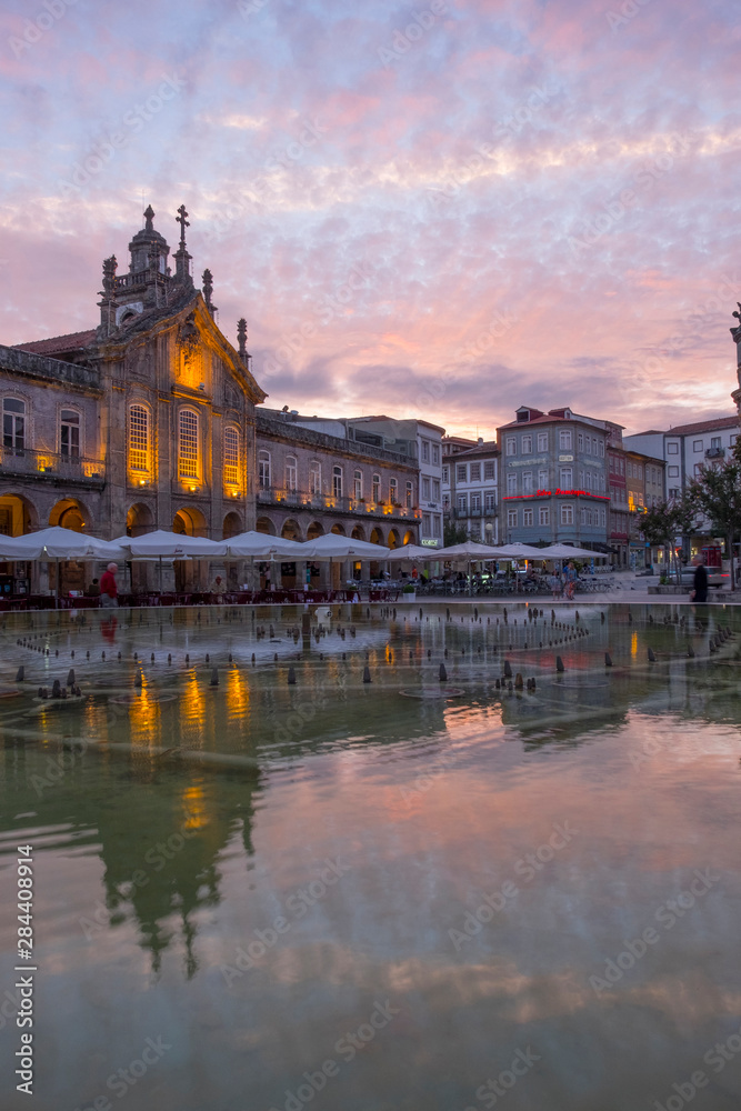 Portugal, Minho Province, Braga. Urban area extending from the Cavado River to the Este River. Praca da Republica.