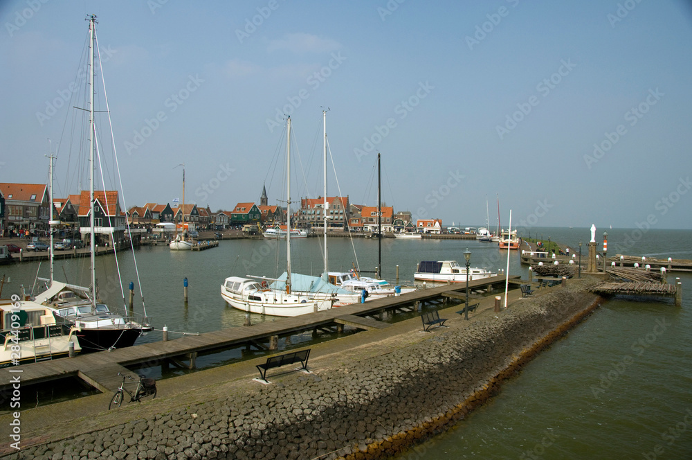 The Netherlands (aka Holland), Volendam. Popular picturesque fishing village on the IJsselmeer. Dockside views.