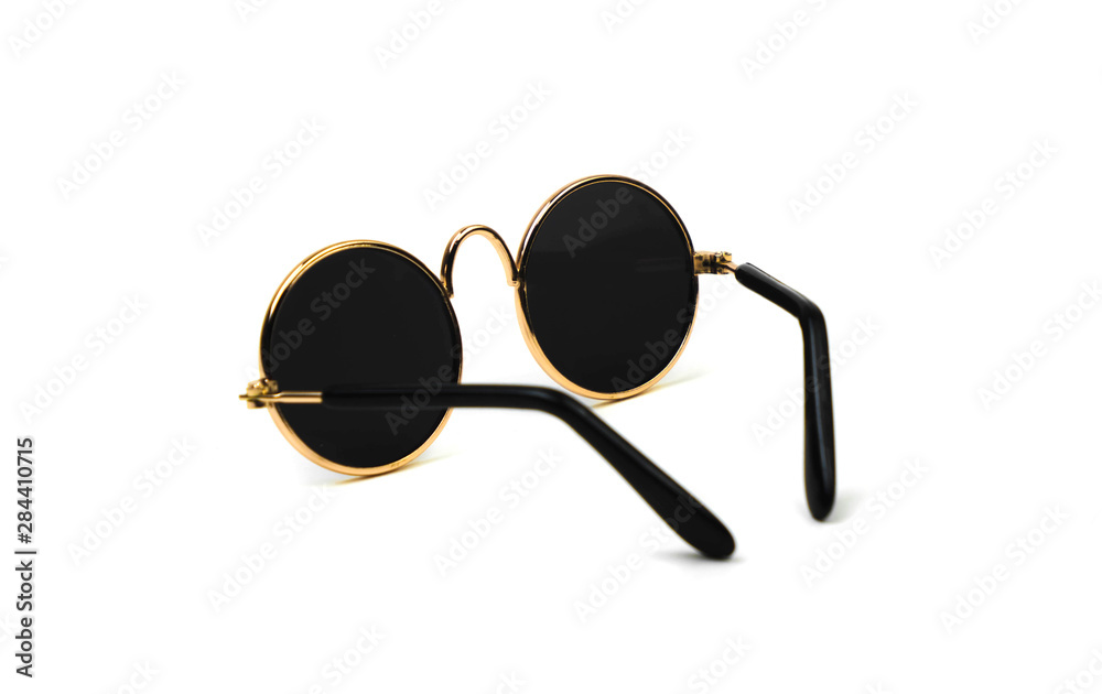 round sunglasses with blue glass isolated on white background round sunglasses with blue glass isolated on white background