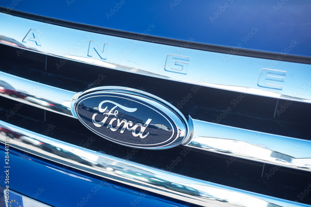 Ford Parts Car Vehicle Poster  American Motor Company Blue Photo Logo Print 