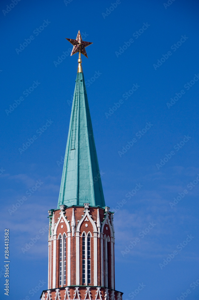 Russia, Moscow, Red Square. St. Nicholas tower and gate (aka Nikolskaya) c. 1491. Russia, Moscow, Red Square. St. Nicholas tower and gate (aka Nikolskaya) c. 1491.