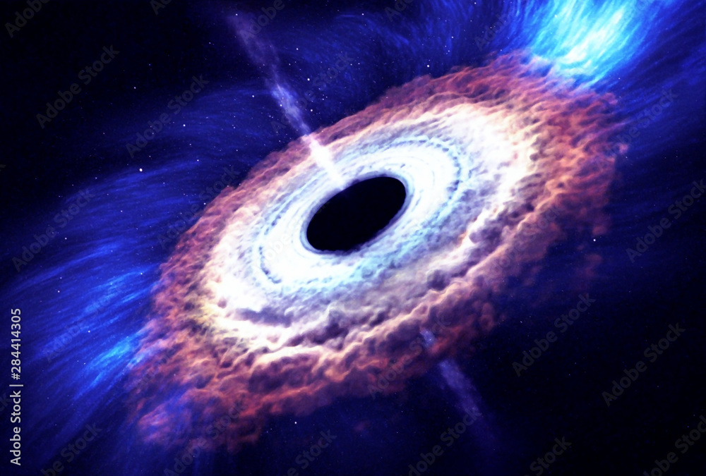 Fototapeta Supermasywna czarna dziura wysysa materię. Elementy tego obrazu zostały dostarczone przez NASA