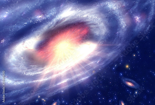 Fototapeta Naklejka Na Ścianę i Meble -  Supermassive black hole sucks matter. Elements of this image were furnished by NASA