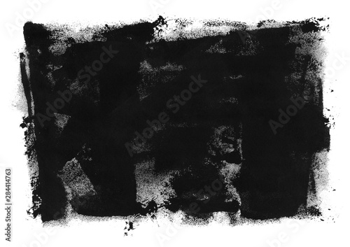 Abstract brush strokes. Hand painted grunge background for creative design of posters, cards, banners, invitations, wallpapers. Black oil paints on a white paper.