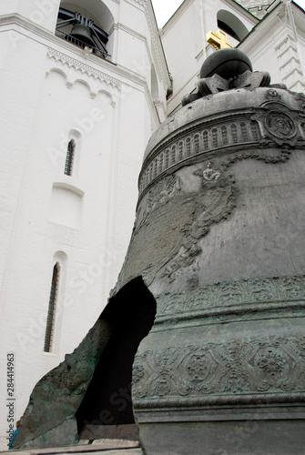 Russia, Moscow, The Kremlin. 200 ton Czar Bell, c. 1735. The bell cracked in the Trinity Fire of 1737.  photo