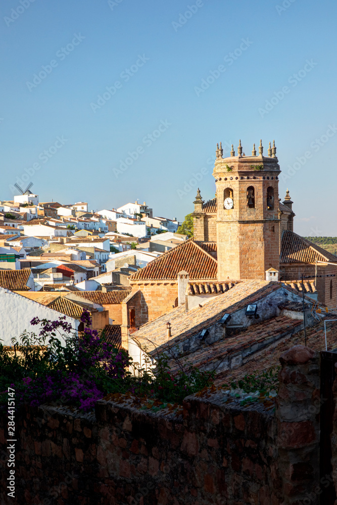 Spain, Jaen Province, Andalusia, Banos de la Encina. This is the San Mateo Church in the public square of the town of Banos de la Encina.
