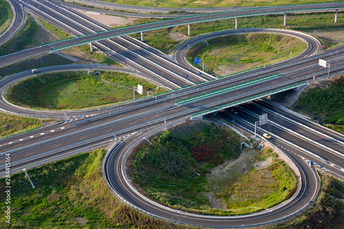 Aerial view of road highway junction Huelva Province, Spain