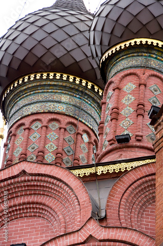 Russia, Golden Ring city on the banks of the Volga,Yaroslavl. Redbrick exterior of the Church of the Epiphany (aka Tserkov Bogoyavlenia) located just off Bogoyavlenskaya ploshchad. photo