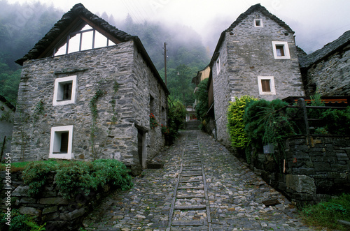 Switzerland, Ticino Region. Village of Foroglio Val Bavona photo