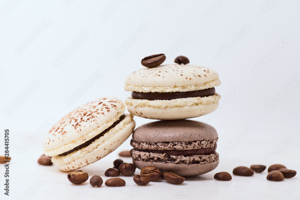 Few colored macarons on a white background Few colored macarons on a white background