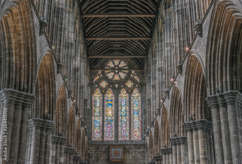 Fototapeta premium UK, Scotland, Glasgow, Glasgow Cathedral (St. Mungo Cathedral) Interior constructed in the 12th century