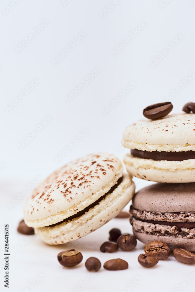 Few colored macarons on a white background Few colored macarons on a white background