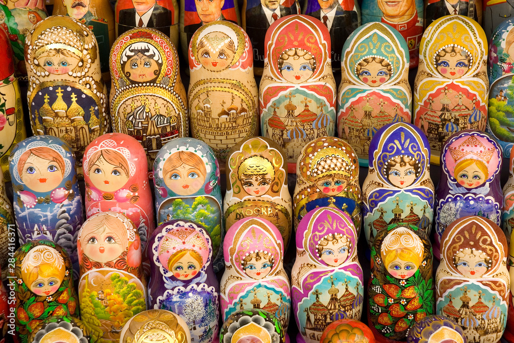 Russia. Moscow. Arbatskaya. Stary Arbat. Matryoshka dolls.