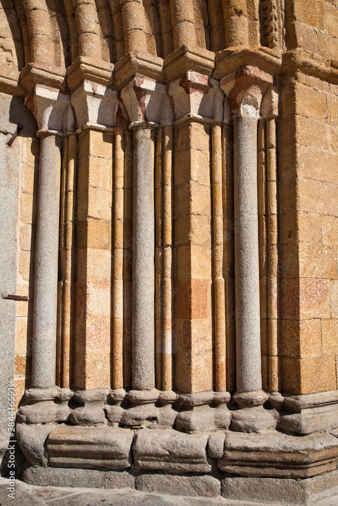 Spain, Castilla y Leon Region, Avila Province, Avila. Column detail along side the main entrance of St. Peter's Church in the Plaza De Santa Teresa. Spain, Castilla y Leon Region, Avila Province, Avila. Column detail along side the main entrance of St. Peter's Church in the Plaza De Santa Teresa.