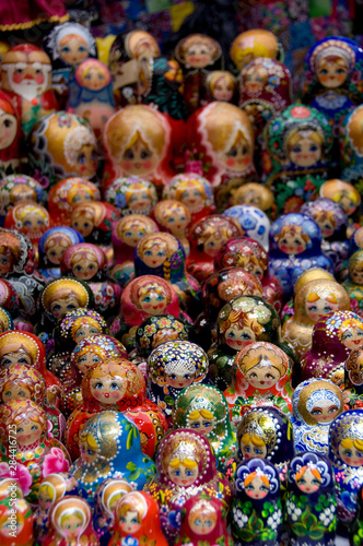 Russia  Golden Ring city of Uglich located on the banks of the Volga. Russian handicrafts  matryoshka dolls. 