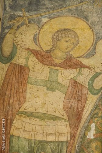 Russia. Moscow. Kremlin. Assumption Cathedral. Fresco of an angel.