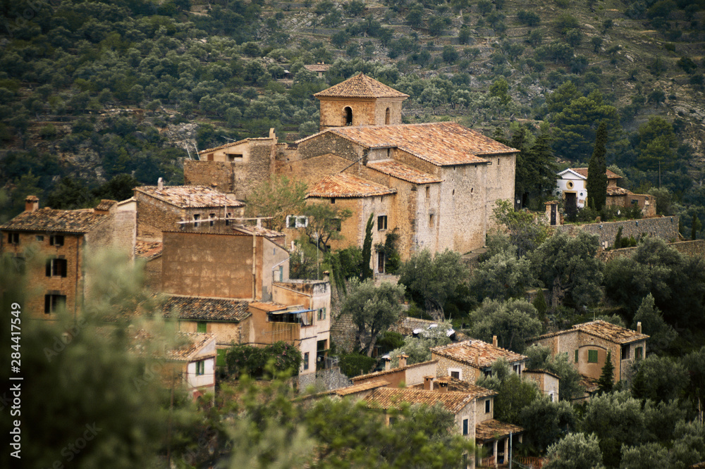 Spain, Balearics, Majorca, View of village of Deia