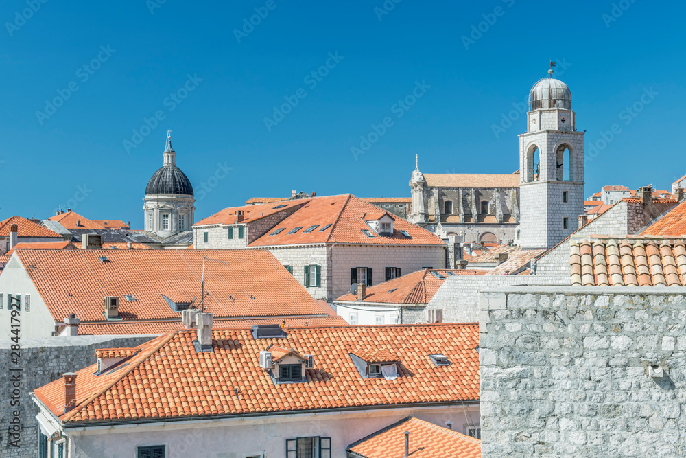 Croatia, Dubrovnik, Looking Down on Old Town Rooftops From the City Wall