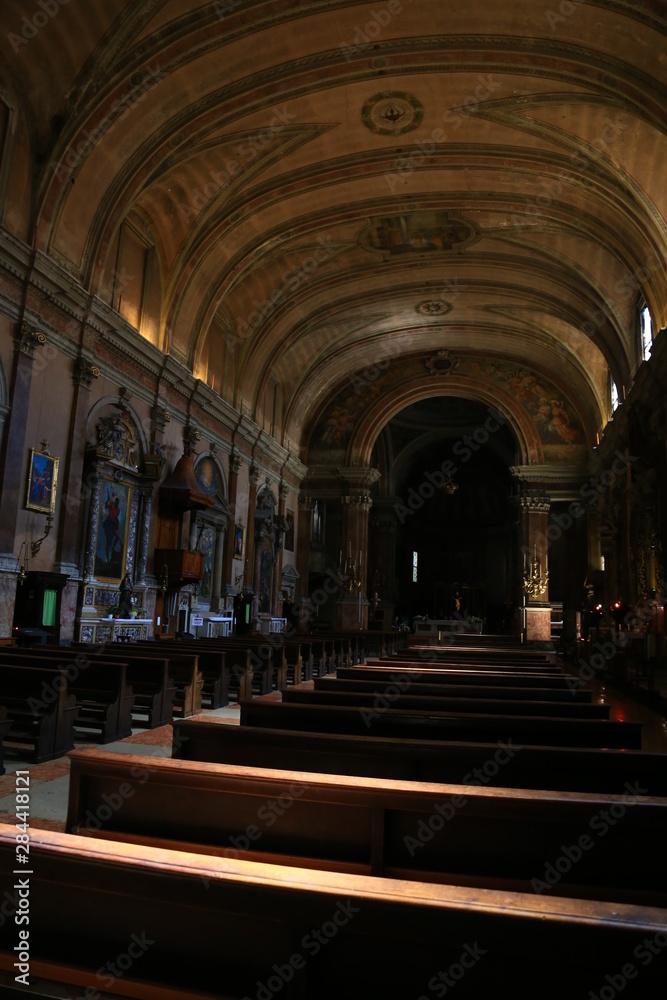 church interior with beauteiul lights