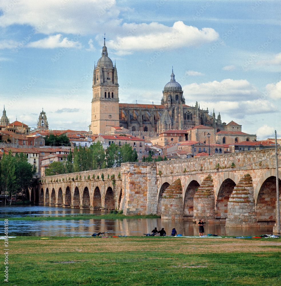 Spain, Salamanca. The Roman bridge over the Tormes River in Salamanca, a World Heritage Site, Spain, dates from the First Century B.C.