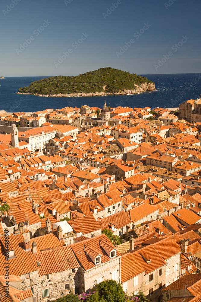 CROATIA, Dubrovnik. View from Old City Walls Walk. 