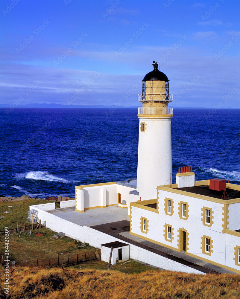 Scotland, Highland, Wester Ross, Rubha Reidh. The Rua Reidh Lighthouse is now a bed-&-breakfast in the Highland of Scotland. Scotland, Highland, Wester Ross, Rubha Reidh. The Rua Reidh Lighthouse is now a bed-&-breakfast in the Highland of Scotland.