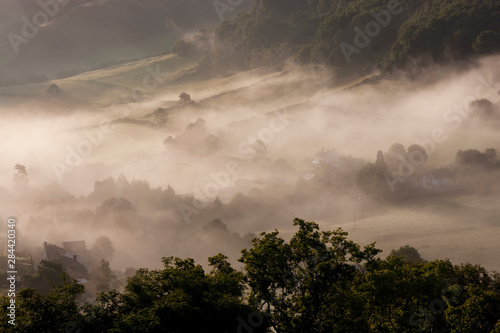Morning mist, Coombes Valley, Gloucestershire, England, UK