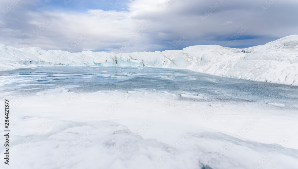 Landscape on the Greenland Ice Sheet near Kangerlussuaq, Greenland, Denmark