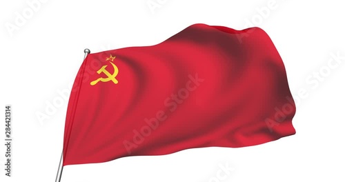 flag of the Soviet Union in the wind (alpha channel, semi-transparent, loopable)
